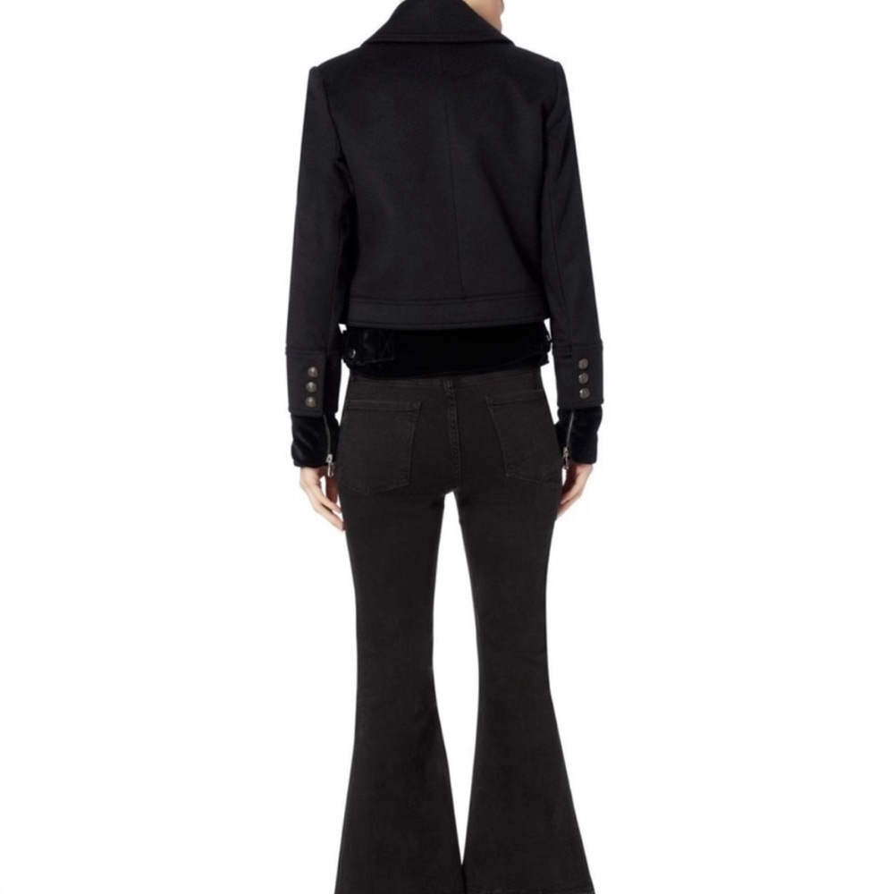 Veronica Beard Black YARA DOUBLE-BREASTED PEA-COAT JACKET with Velvet Hem Size 0 - Picture 3 of 8